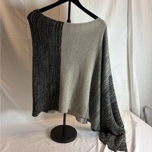 Gray & Black Colorblock Knit Wrap Shawl – Oversized